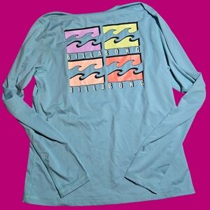 Billabong Aqua Long Sleeve with Wave Graphics Size L
